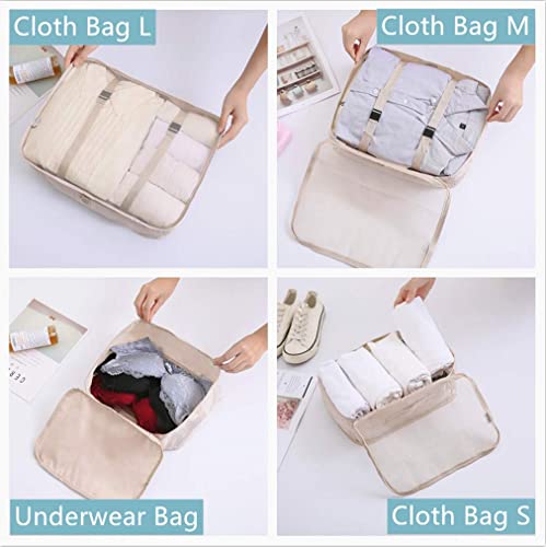 Luggage Packing Organizers Packing Cubes Set for Travel (white cactus) - color: white 8pc