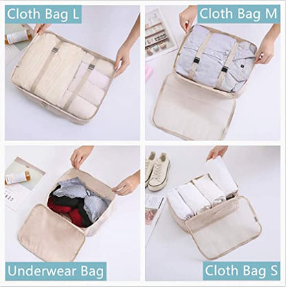 Luggage Packing Organizers Packing Cubes Set for Travel (white cactus) - color: white 8pc