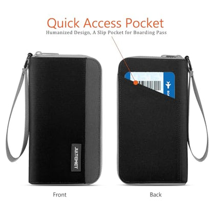 Passport holder for travel Family passport holder(Black) - color: Black