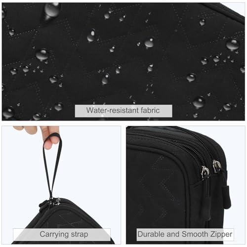 FYY Electronic Organizer, Travel Tech Pouch Bag, Large, Black Quilted - color: Black Quilted, size: 9.1 x 5.9 x 3.15 inches