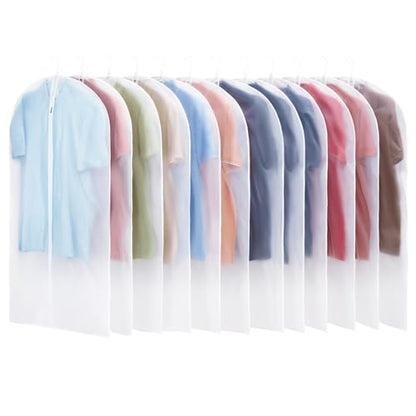 Carbrea 12 Pack Translucent Garment Bags for Hanging Clohes - 24" x 42" - size: 42 inch