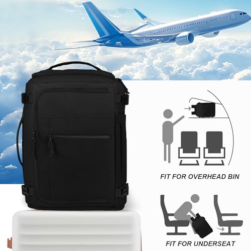 Carry On Travel Backpack Flight Approved Laptop Backpack for Women Men - color: Black, style: B