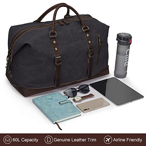 S-ZONE Duffle Bag for Travel Canvas Duffel Bag Carry on Weekender Bag for Men - color: Dark Gray