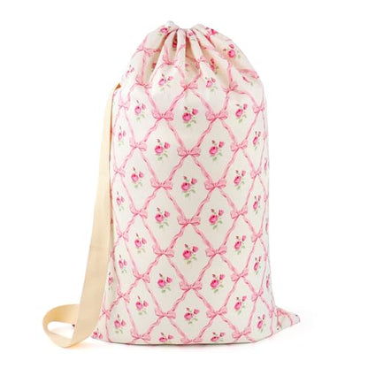 Laundry Bag Backpack for Dorm & Travel, 29 x 18" Large Dirty Bag - color: Rose Bow