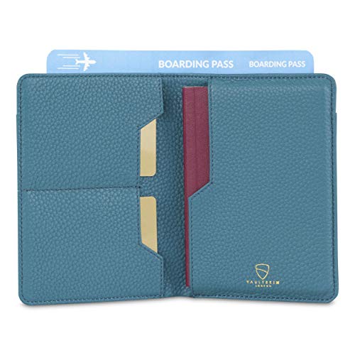 Vaultskin KENSINGTON Passport Holder for Travel, RFID Wallet (Turquoise) - color: Matt Turquoise