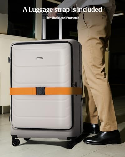CENSIEN Luggage Sets, 20" Expandable Carry On 28" Aluminum Frame Suitcase - color: White, size: 2-Piece (20/28 Inch)
