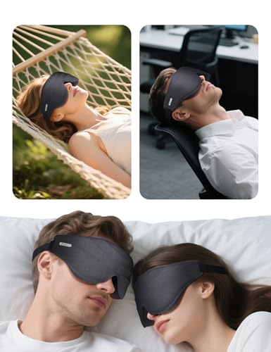 Sleep Eye Mask for Men Women, EVA BELLE Light Blocking Sleeping Mask for Side Sleeper, 3D Contoured Cup Night Blindfold, Lash Extensions 3D Sleeping Mask with Adjustable Strap for Travel, Night & Nap - color: 02-black