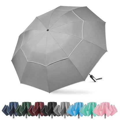 G4Free 54/62 Inch Large Inverted Golf Umbrella Windproof Reflective Stripe - color: Grey, size: 54 inch