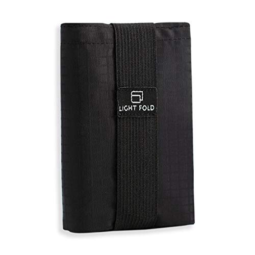 LIGHT FOLD Trifold Nylon Slim Wallet for Men, RFID Blocking Front Pocket - color: Black