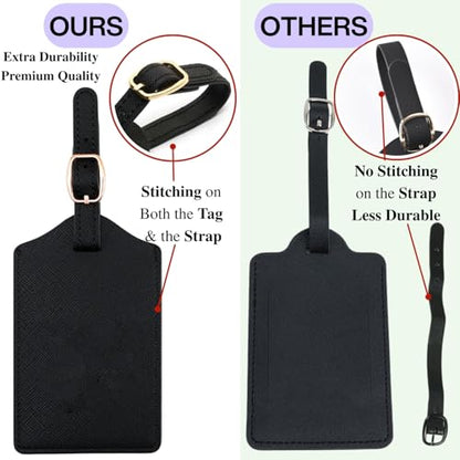 Luggage Tag PU Leather for Suitcase Baggage Handbag Travel Bag Label Suitcase Tag Label Tag w. Name Card & Privacy Cover (O) - style: O