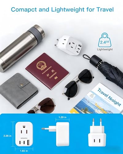 European Plug Adapter, US to Europe Power Adapter Travel Essentials, 2 Pack - style: Type C - Most of Europe(2 Pack)