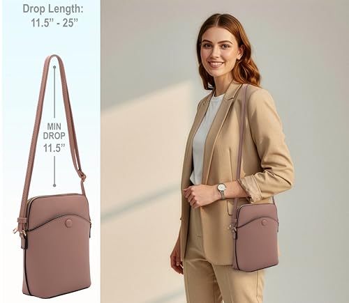 Small Crossbody Bag with Gold Hardware, Mini Shoulder Purse with Adjustable Strap - color: Blush