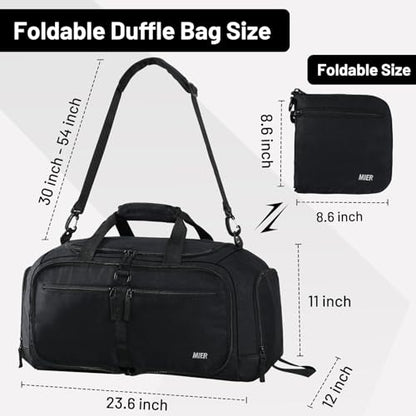 MIER Packable Travel Duffle Bag with Shoe Compartment, 50L, Black - color: Black, size: 50L