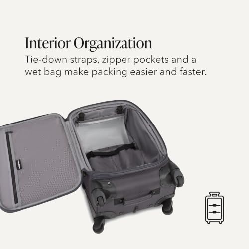 SwissGear Sion Softside Expandable Spinner Luggage Durable Lightweight Travel Suitcase, Dark Grey, 2-Piece Set (Carry-On/Backpack) - color: Dark Grey, size: 2-Piece Set (Carry-On/Backpack)