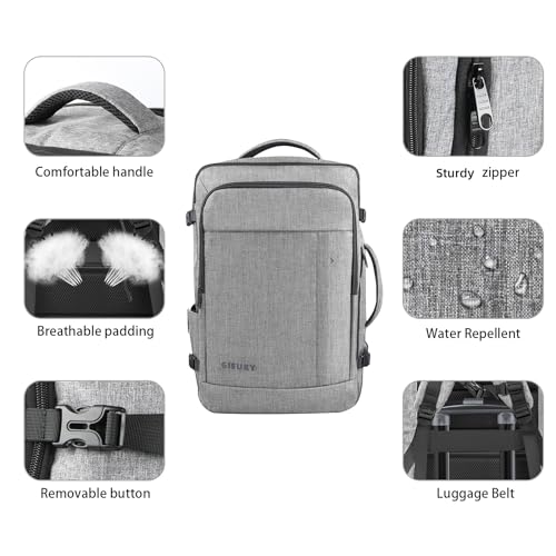 Gieury Carry On Backpack, 40-50L Expandable Travel Backpack Fits 17" Laptop - color: Grey, size: 2X-Large(20"x14"x10")