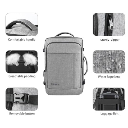 Gieury Carry On Backpack, 40-50L Expandable Travel Backpack Fits 17" Laptop - color: Grey, size: 2X-Large(20"x14"x10")