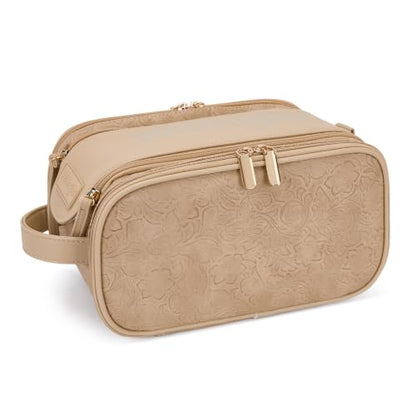 Wrangler Large Makeup Bag Travel Toiletry Bag Portable Cosmetic Bag - color: Carved-Beige