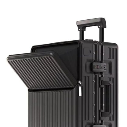 2-Piece Hardshell Zipperless Luggage Set, 20/26" Aluminum Frame Hardshell Spinner Luggage, Airline Approved Carry-On Luggage, TSA Lock, 360° Quiet Wheels With Cup Holder (Black) - color: Black