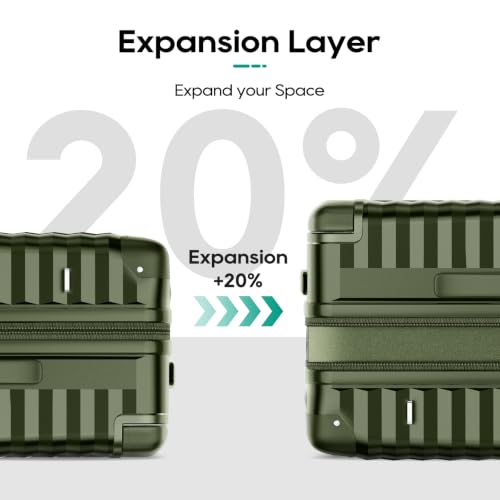 Joyway Expandable 20 Inch Carry on Luggage with Front Pocket, Green - color: Green, size: Carry On 20Inch-EXT
