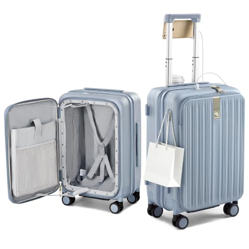 Hanke Top Opening 20" Carry On Luggage Expandable Hard Shell Grey - color: Grey, size: 20 Inch EXT