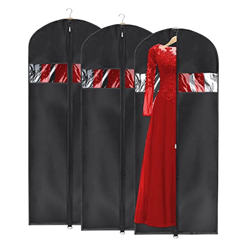 Univivi Garment Bag Suit Bags for Closet Storage, Black, 60 Inch, Set of 3 - size: 24"X60"-3pcs - Oxford