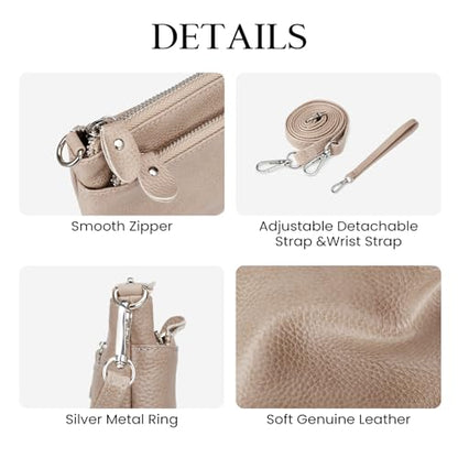 befen Genuine Leather Wristlet Clutch Wallet Purses with RFID Blocking - color: Nude