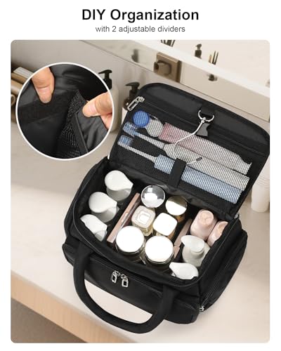 Travel Toiletry Bag with Hanging Hook for Full Sized Container - color: Black, size: X Large