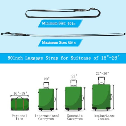 80In Luggage Straps for Suitcase Travel Long Belt Accessories, 2 Pack Blue - color: 2Pcs Blue