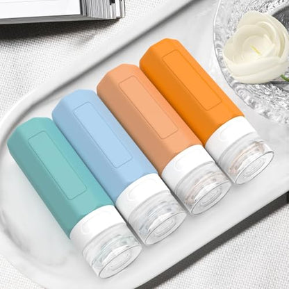 Redfly Travel Bottles for Toiletries 3oz, Silicone Travel Size Containers - color: Mixed, size: 4Packs