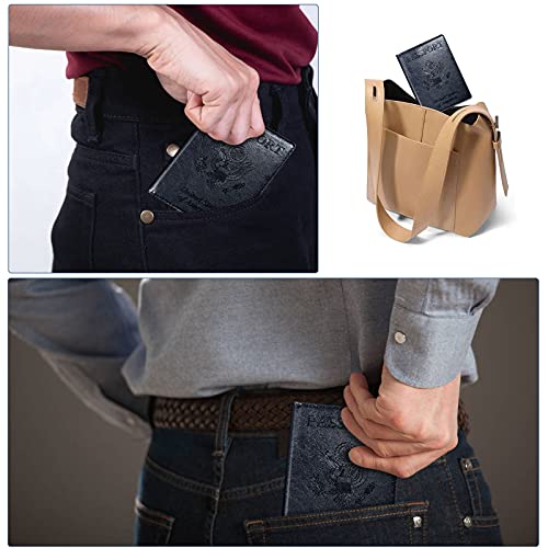 Passport Holder Wallet Cover Case RFID Blocking Slot Travel Accessories - color: Black