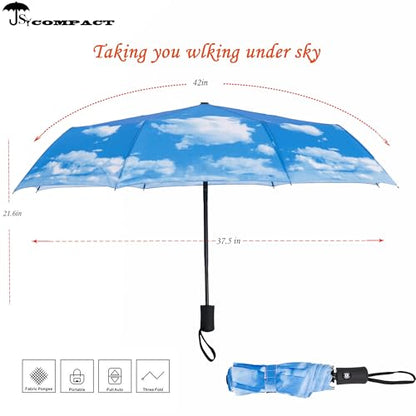 SY COMPACT Travel Umbrella - Windproof Automatic Compact Umbrellas for Rain - color: Blue