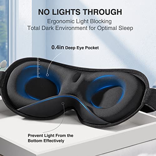 YFONG Weighted Sleep Mask for Women Men, 3D Light Blocking Eye Mask, Blue - color: Blue