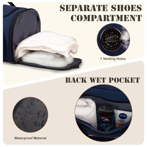 Tactical Duffle Bag for Men,52L Expandable Carry On Duffel Bag for Travel - color: Blue