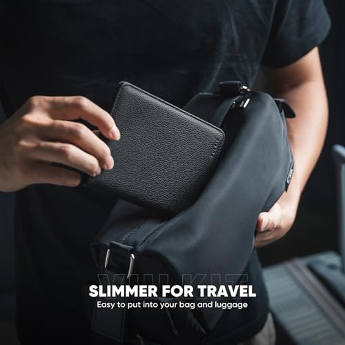 VULKIT Passport Holder Magnetic Closure RFID Blocking Travel Wallet Passport Book Cover Boarding Pass Holder Travel Essentials - color: Grain Black