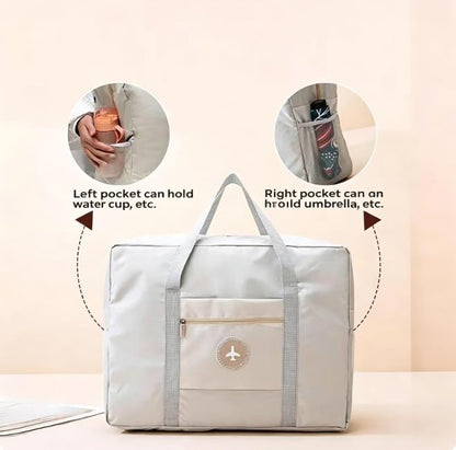 Lightweight Travel Duffel Bag, Foldable Carry on Weekender Overnight - color: Off White