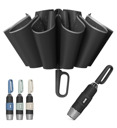 QWB Inverted Umbrella with Auto Open Close Windproof Compact Travel - color: UV-Black, size: 46 IN