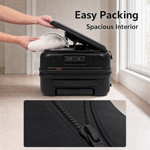 20" Carry On Luggage, Small Top Opening Suitcase, Black - color: Black