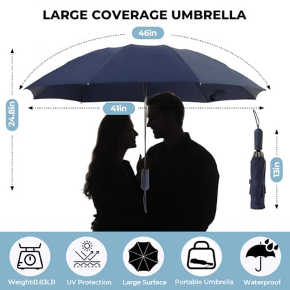 ZDSSM Inverted Umbrella for Rain, Compact Windproof Auto Open Close - color: Navy