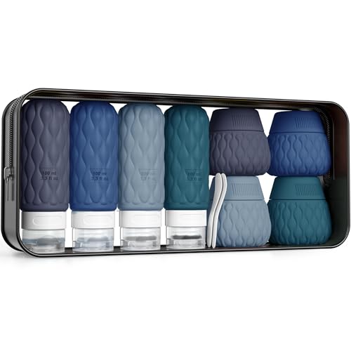 Travel Bottles for Toiletries Silicone Travel Size Containers 3.4oz 1.7oz - color: Quiet Slate