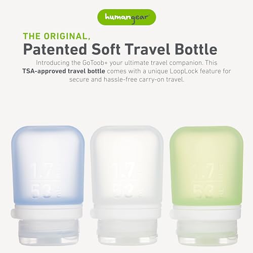 humangear GoToob+ 3-Pack, Small (1.7 fl oz), Clear/Green/Blue - color: Clear/Green/Blue, size: 1.7 Ounces