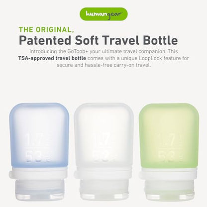humangear GoToob+ 3-Pack, Small (1.7 fl oz), Clear/Green/Blue - color: Clear/Green/Blue, size: 1.7 Ounces