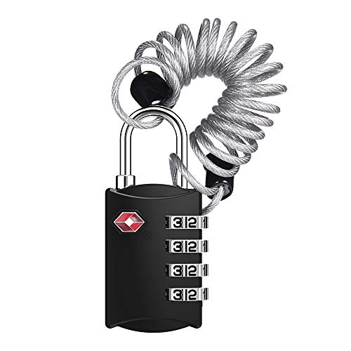 ZHEGE Luggage Lock, TSA Approved Travel Lock, 30In Flexible Cable (Black) - color: Black, 1Pack