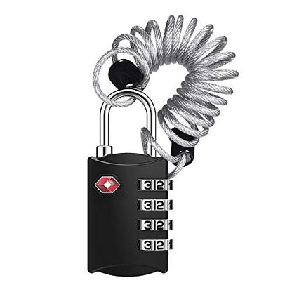 ZHEGE Luggage Lock, TSA Approved Travel Lock, 30In Flexible Cable (Black) - color: Black, 1Pack