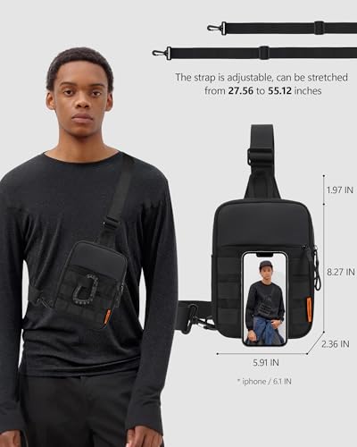 Peicees Crossbody Bag for Men Mini Sling Bag Anti Theft Purse, Black - color: Black