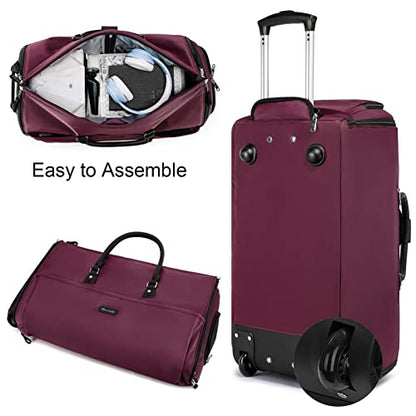 Modoker 3-in-1 Rolling Garment Duffle Bag with Wheels, 25in Red - color: 25in-Red