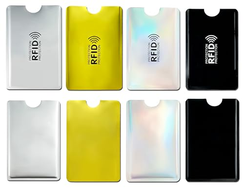 LESSBLE RFID Blocking Sleeves (8 Pack) | Secure Credit Card Protector & ID Shield | Waterproof, 4 Colors