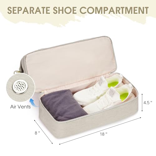 WANDF Personal Item Travel Bag, Carry On Weekender Bag for Women - color: Beige