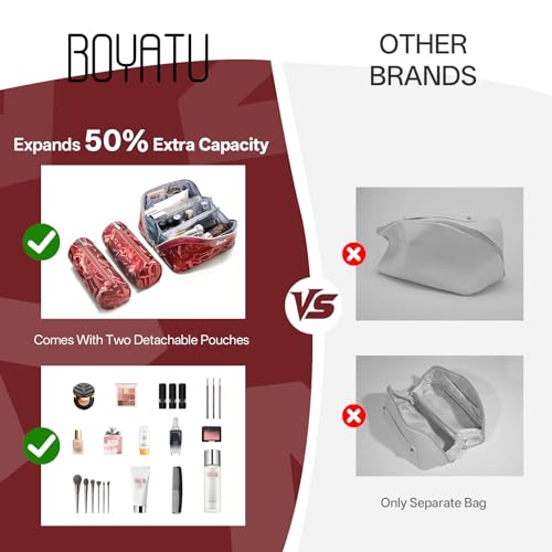 BOYATU Makeup Bag, Makeup Organizer, Toiletry Travel Bag for Women - Red - color: D-4-Red