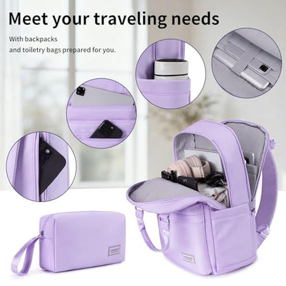 LARVENDER Expandable Carry On 3 Piece Luggage Set with Backpack 20 Inch - color: Lavender, style: 3 Piece Sets