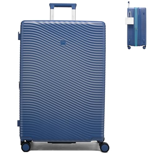 MILADA Expandable Checked Luggage 28 Inch, Hard Shell Large Suitcase - color: Interstellar Blue, size: Checked Large 28 inch